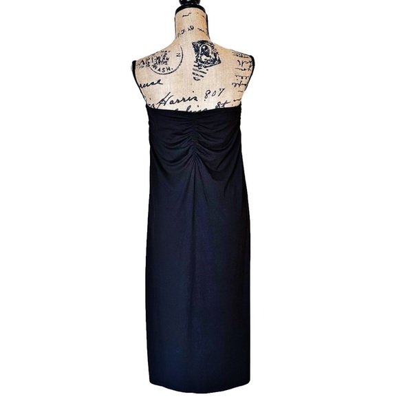 House Of Harlow 1960 Black Strapless Ruched Midi Dress Size Large - Picture 2 of 7